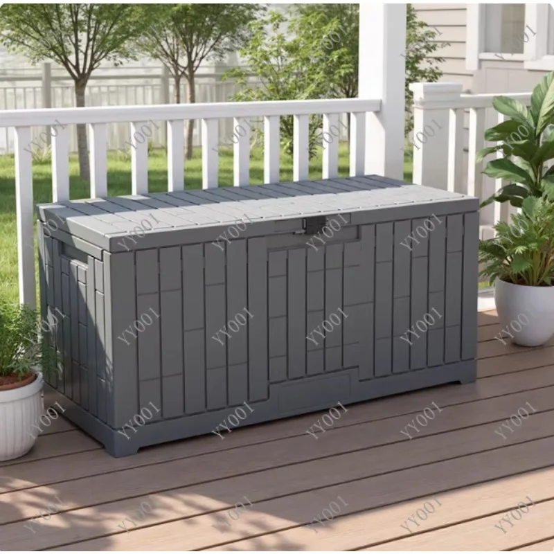 Outdoor Waterproof Storage Box with Lock Hole for Patio Garden Poolside Camping Organization