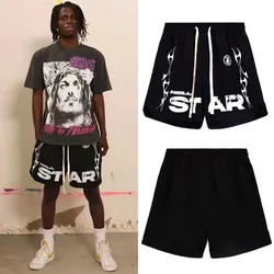 Star Flame Logo Printing High Quality Cotton Sports Casual Shorts Men Shorts for Men  Basketball Shorts  Mens Shorts  Men Shorts