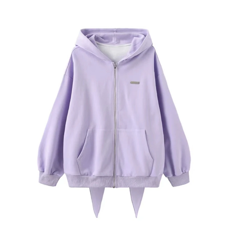 

MOYISU Oversized Harajuku White Zip Up Hoodie Women Streetwear Y2K Sweet Cute Rabbit Ear Sweatshirts Korean Girly Hooded Jacket