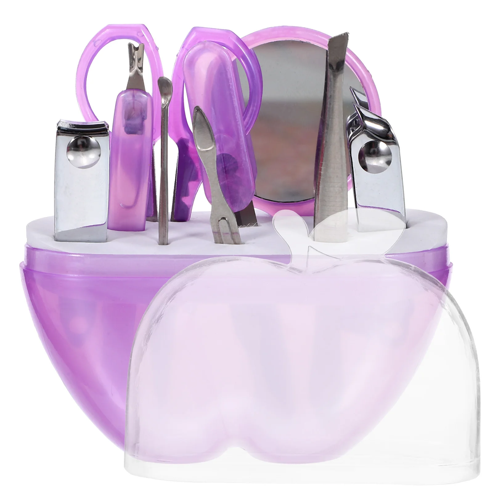 ชุดตัดเล็บ 9 ชิ้น 9 in 1 ทำจากสแตนเลส พร้อมกล่องรูปทรงแอปเปิ้ล สำหรับการเดินทาง แคมป์ปิ้ง เดินป่า และใช้เป็นเครื่องมือตัดเล็บ