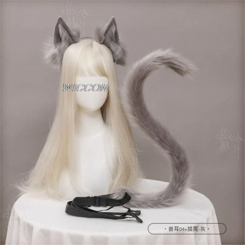 Chainsmoker Cat Plush Cotton Doll Satou Yuko Yani Neko Anime Merch Soft Wig And Beast Ear Accessories For Cosplay Halloween cos% view 3
