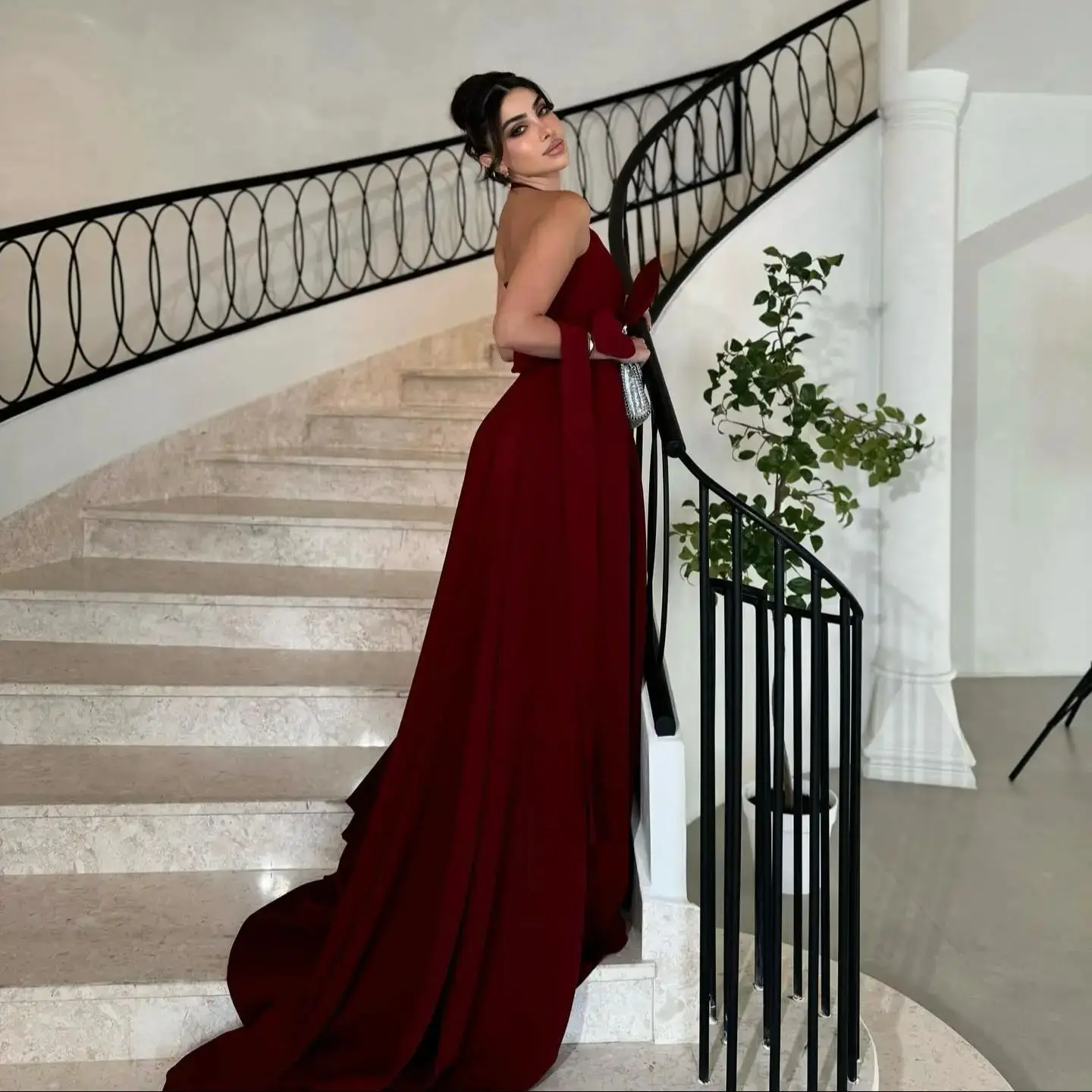 AsaNagi Saudi Elegant Red Prom Gown Women 3D Flowers Party Evening Dress Floor Length Formal Occasion Dresses 2025 customized