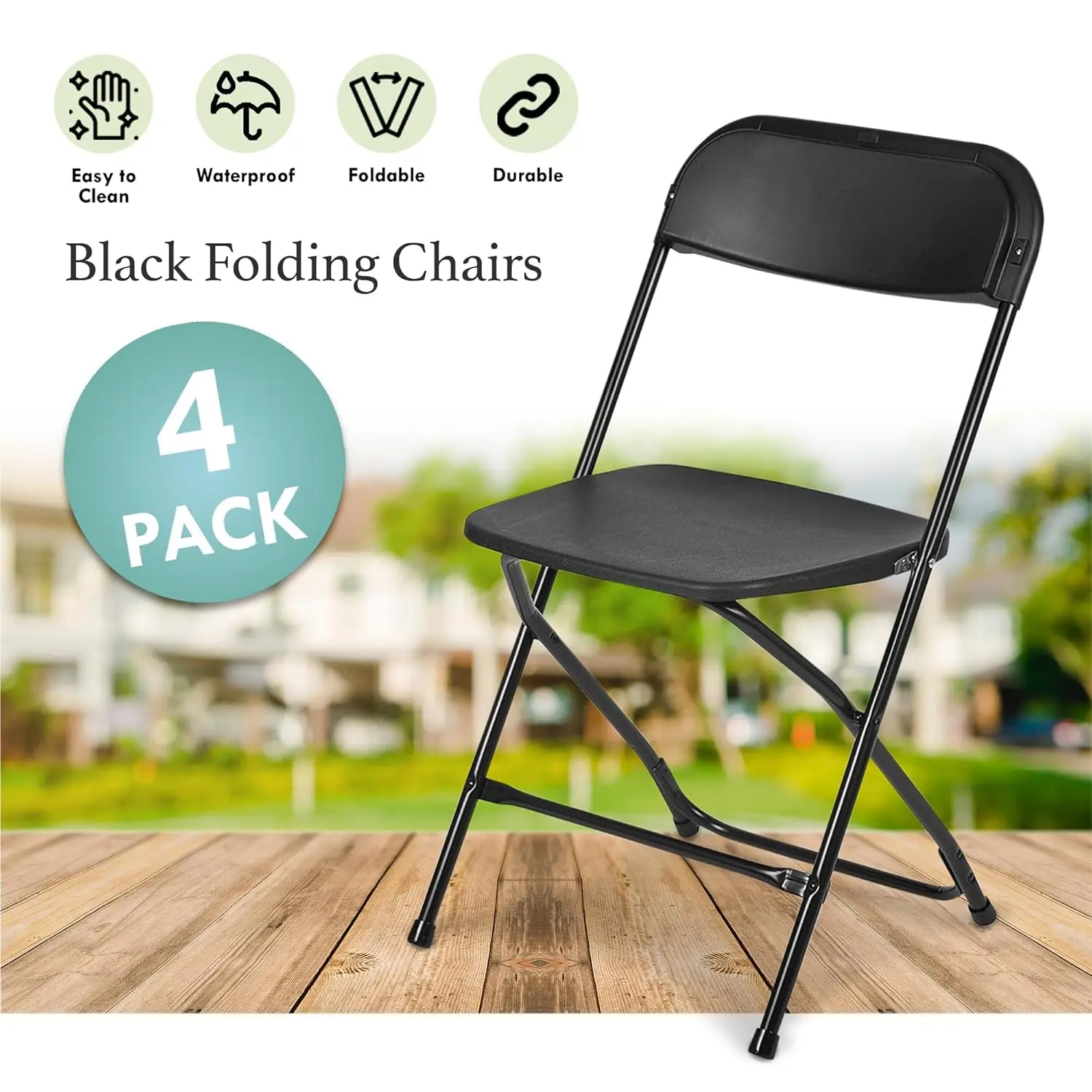 

4 Pack Black Folding Chairs Heavy-Duty Durable Foldable Chairs for Indoor And Outdoor Use Ideal for Customized Seating Needs