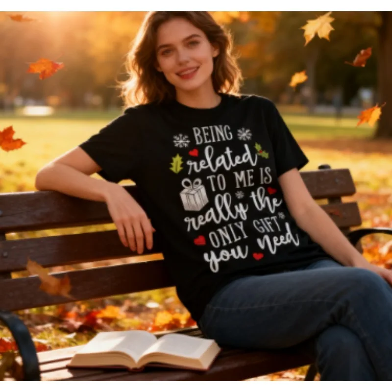 

Being Related To Me Funny Christmas Family Xmas Pajamas Gift Short Sleeve T-Shirt