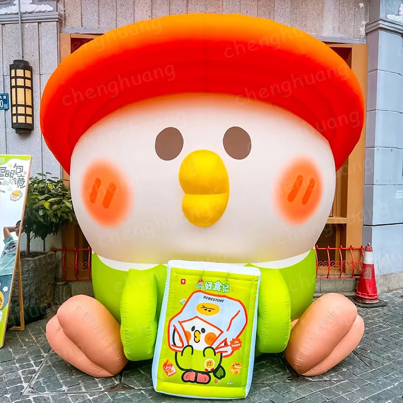 Inflatable parrots holding snacks, animal-based air models with blowers, and activity decoration props for outdoor squares