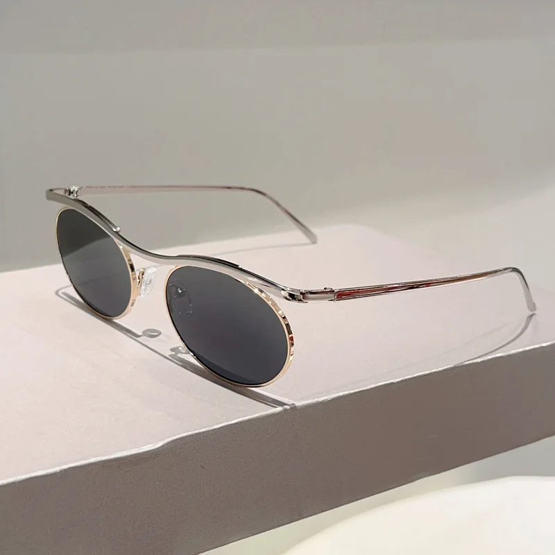 Vintage Kleine Runde Legierungs-Steampunk-Sonnenbrille für Männer Neue Mode Gradient Gothic Punk Sonnenbrille für Frauen Trendige Fahrbrille – Detail 11