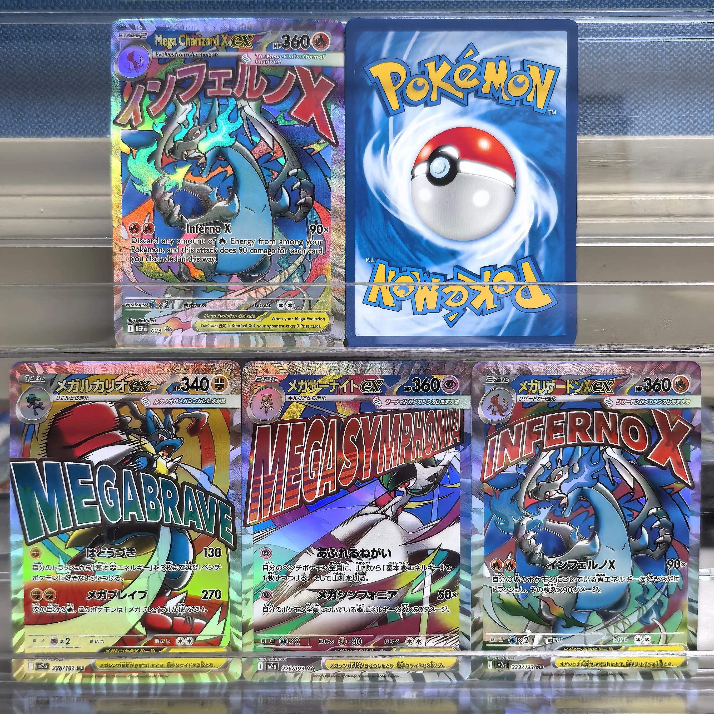 

Коллекционные карты покемонов в японском английском стиле Mega2 Lucario Charizard Gardevoir EX RARE, одиночные карты, классические игры, аниме-карты, подарок