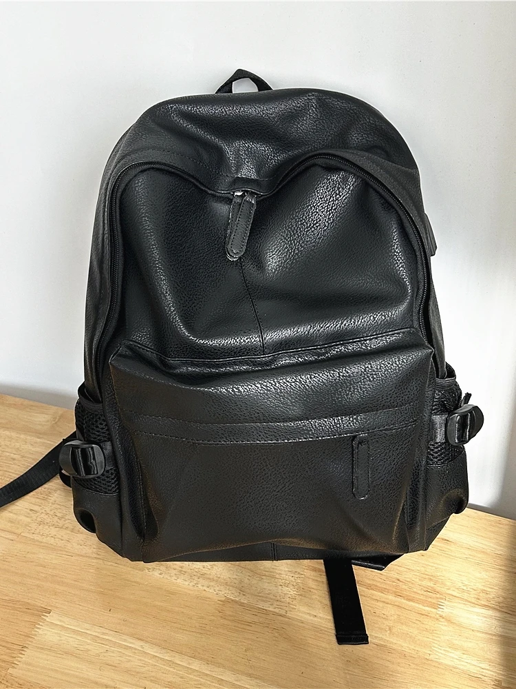 Streetwear Pocket Men Backpack Large Capacity Laptop School Teenager Backpack Causal Black Commuter Travel Men Backpack