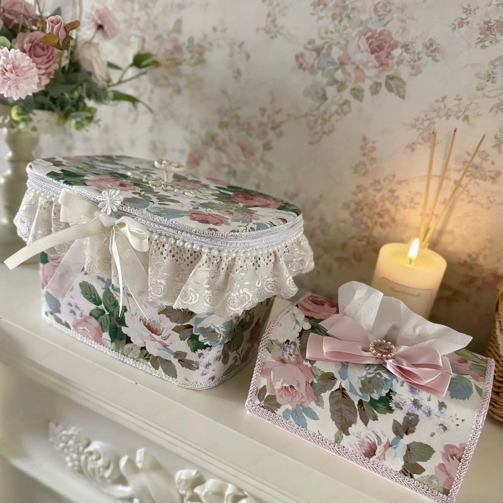 High-Rise Storage Bucket With Lid Home Dressing Table Desktop Storage Bucket Office Desk Press-type Printed Cute Storage Box