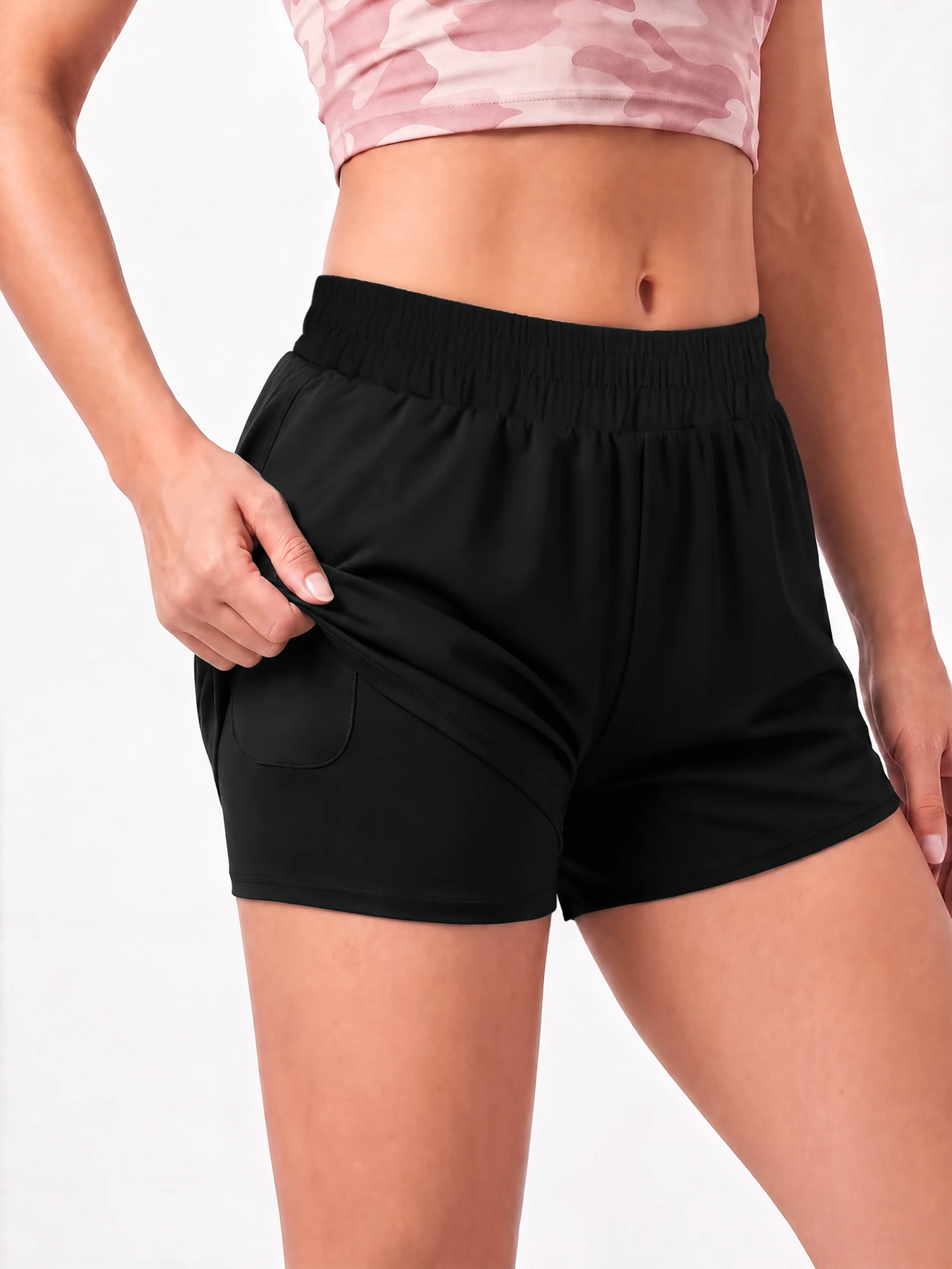 Evening Walk Comfort Shorts, Elastic Waist Pocket Bottoms for Downstairs Errands and Post-Dinner Relaxation