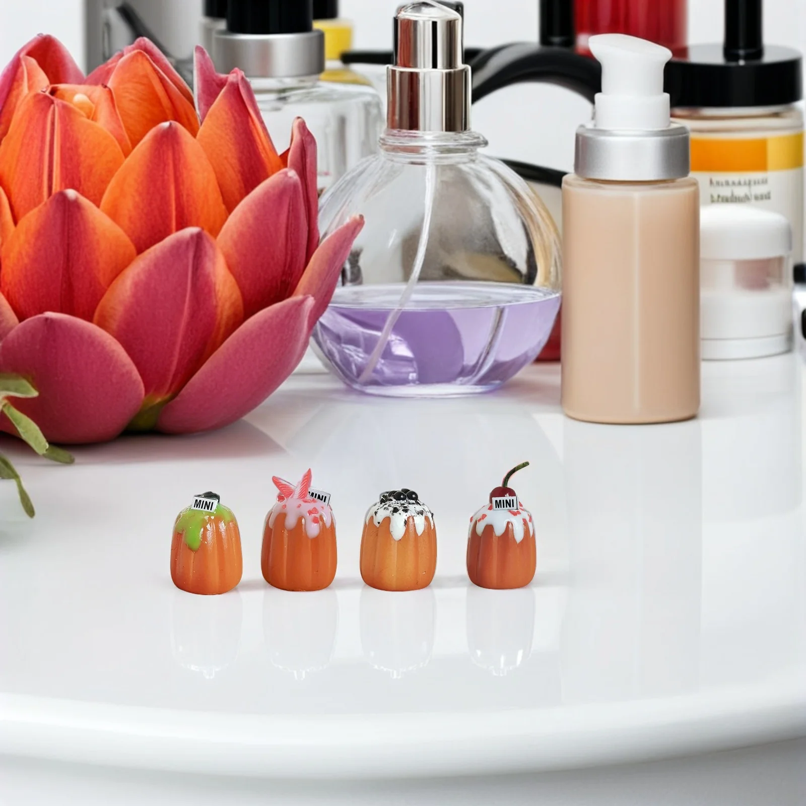 

4pcs French Cake Decoration Miniature Dollhouse Accessories Realistic Artificial Dessert Props for Child Playroom Party Display