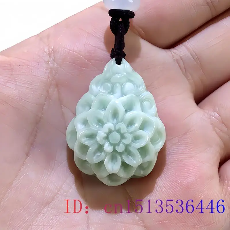 Collier pendentif vert véritable fleur naturelle pour hommes et femmes, amulette chinoise vintage, breloque, accessoires de mode ismans soignés, cadeaux diversifiés