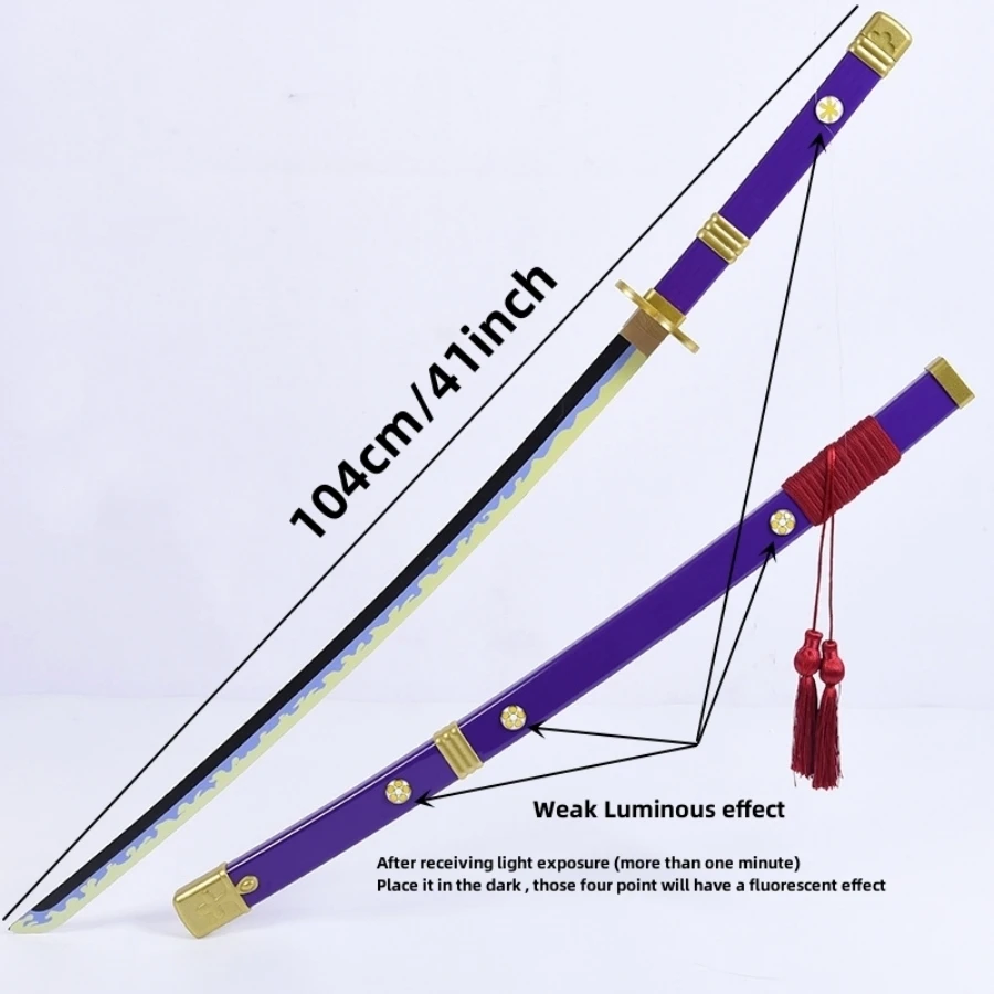 Coltello Ninja Anime Cosplay da 104 cm/41 pollici, set di giochi di ruolo Katana Samurai Roronoa Zoro, spada con lama di bambù per esterni divertenti e cosplay