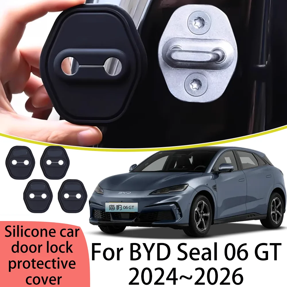 ل BYD ختم 06 GT 2024 ~ 2026 2025 باب السيارة سيليكون قفل بروتيك حافظة غير قابل للصدأ عازلة امتصاص الصدمات الملحقات