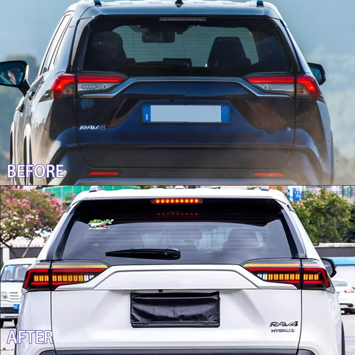 سيارة الخلفية الذيل مصابيح لتويوتا RAV4 2019-2023 الذيل ضوء الجمعية الدخان LED أضواء خلفية الفرامل وقف مصباح مصابيح إشارة السيارات