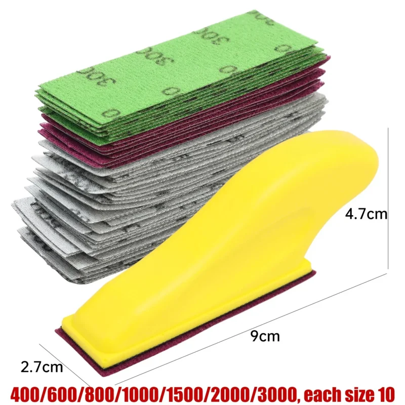 71PCS Micro Sander Kit Mini Detail Hand Sanding Tools Wet Dry Sandpaper 400-3000 Grit For DIY Craft Wood Metal Polishing Tools