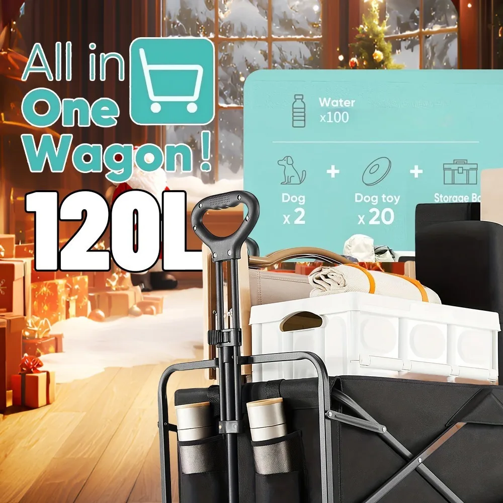 [شديد التحمل] عربة عربة قابلة للطي |   الثقيلة |   360 ° جميع عجلات التضاريس، جيوب جانبية، سعة كبيرة قابلة للطي |   للتخييم،