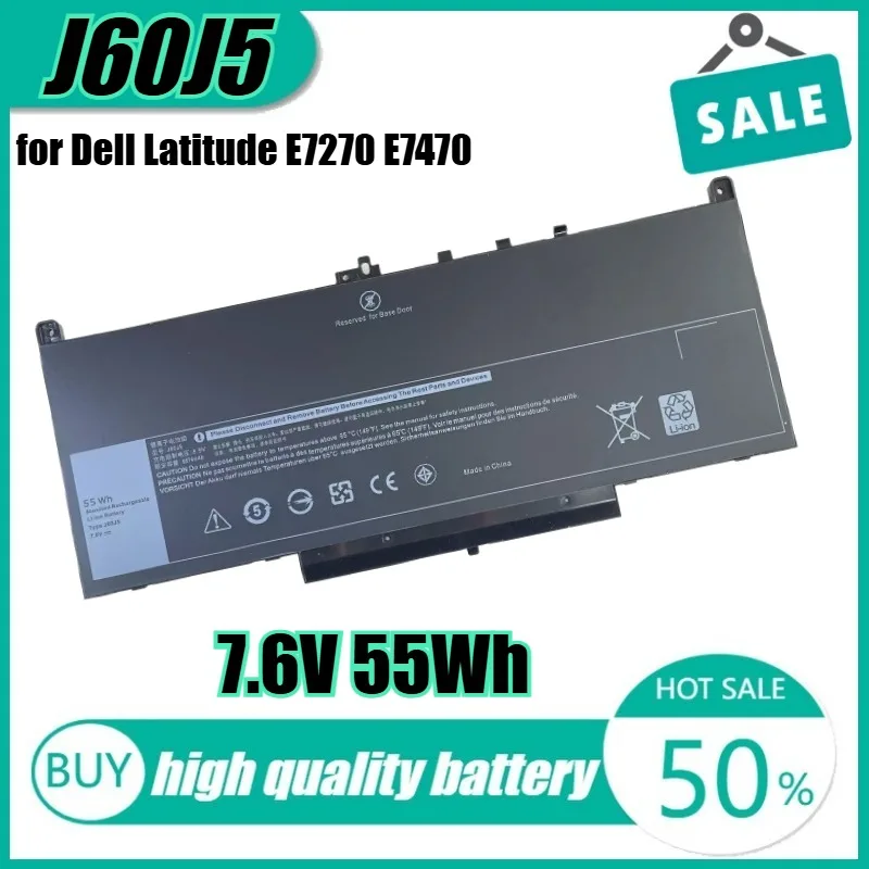 

7.6V 55Wh J60J5 Laptop Battery for Dell Latitude E7270 E7470 MC34Y 242WD R1V85 GG4FM