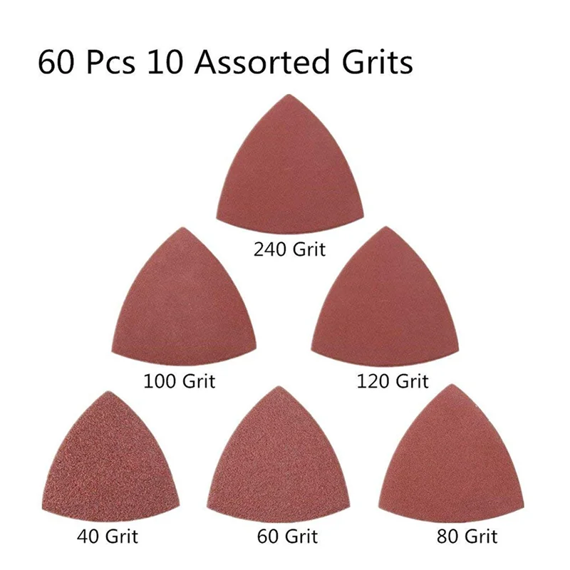 GTBL 180Pcs Triangular Hook And Loop Triangle-Sandpaper, Fit 3-1/8 Inch Oscillating Multi Tool Sanding Pad