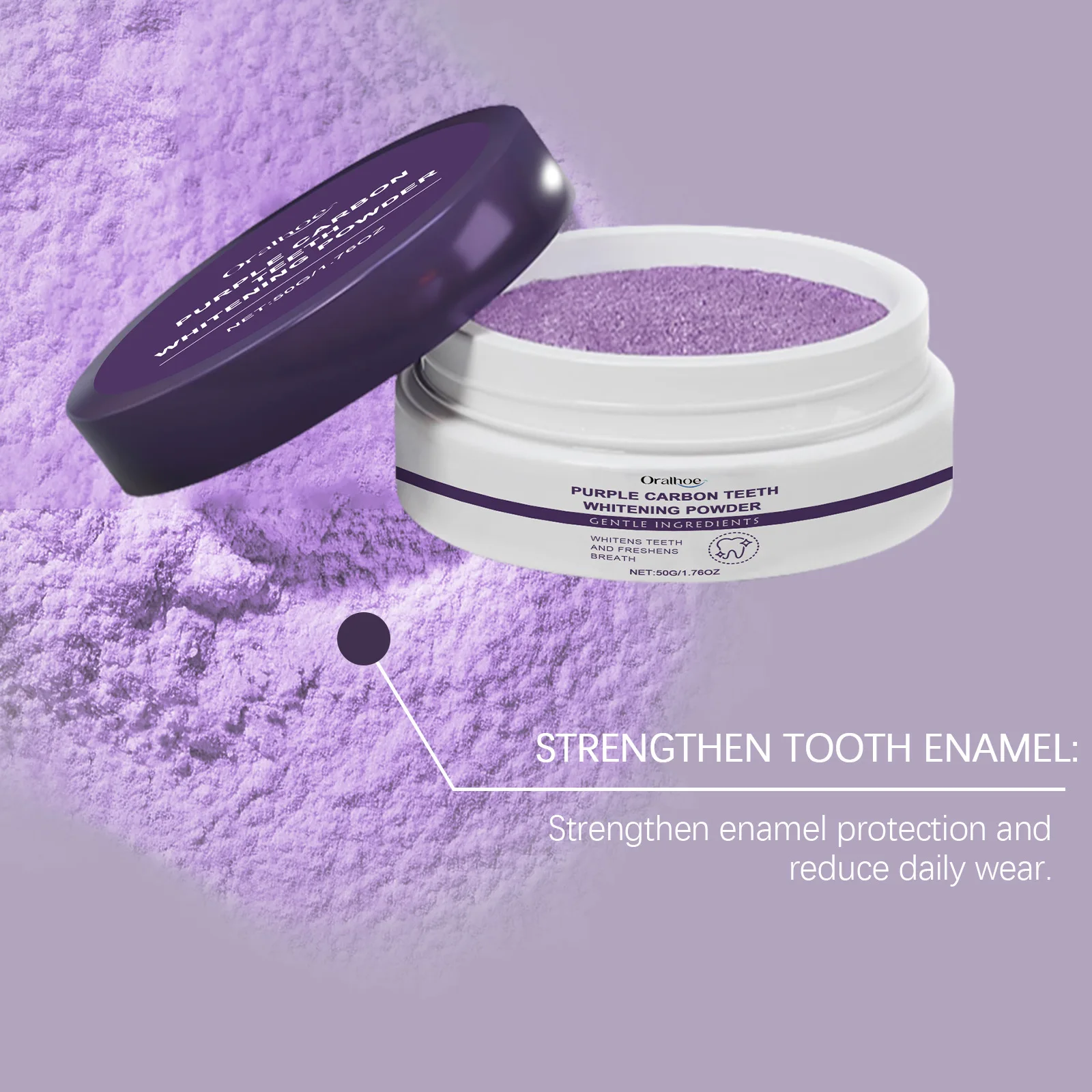 Portable Purple Teeth Brightening Powder Fast Whitening Effect Eliminates Bad Breath Oral Hygiene Care For Perfect White Smile