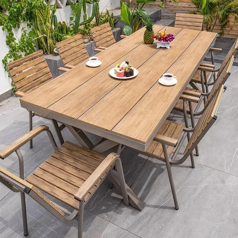 

Plastic wood three-five-piece set, courtyard anti-corrosion, waterproof and sun protection combination, leisure outdoor