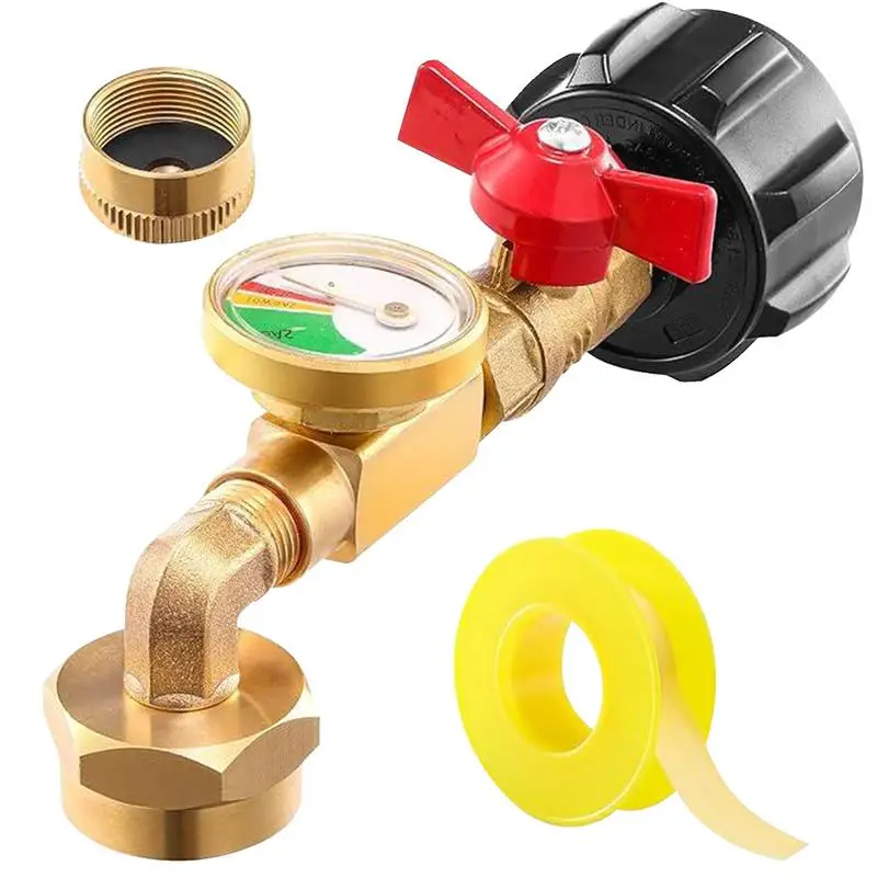 

Propane Refill Pressure Adapter Coupler Solid Brass Elbow Pressure Adapter Safe Connection Grill Connectors & Hoses For BBQ