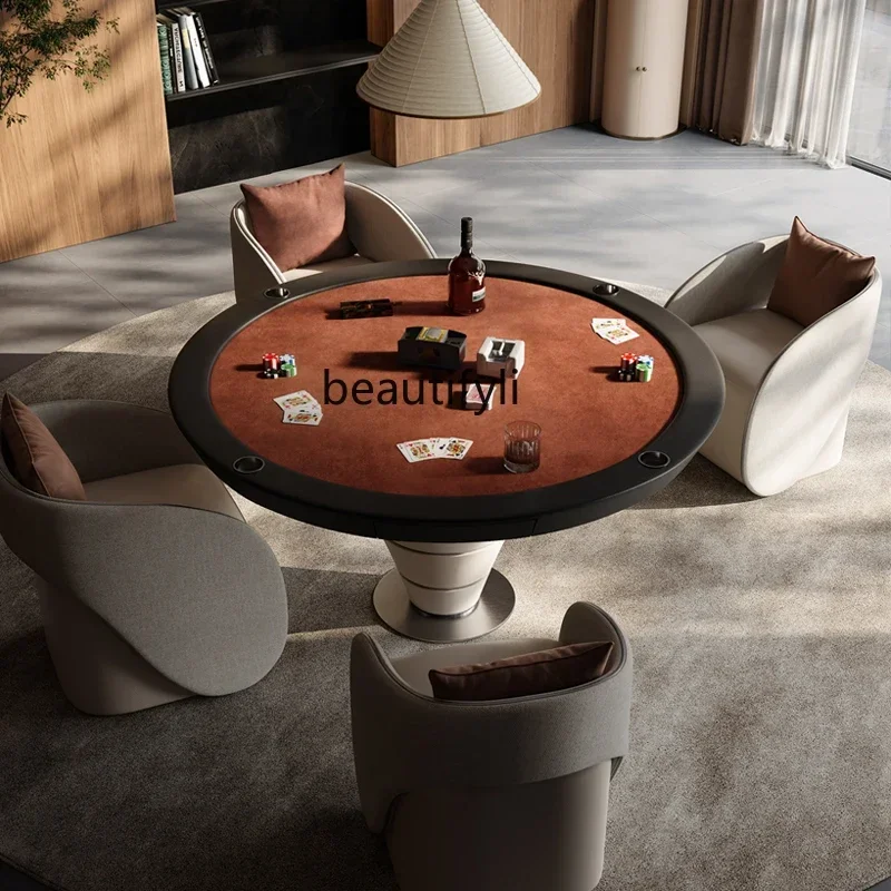 Special table solid wood modern Italian light luxury Texas poker table high-end egg chess and card table