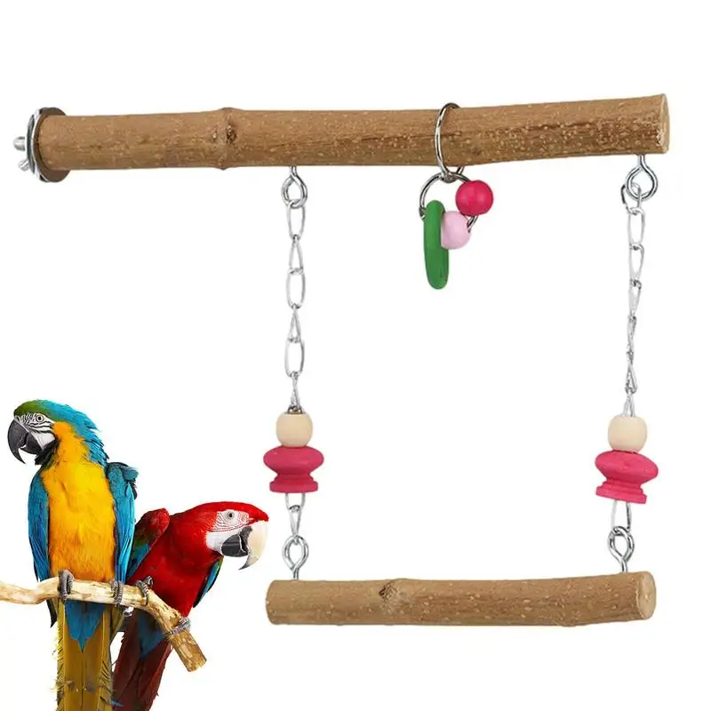 Bird Swing Toy | Wooden Bird Swings for Parakeets | Attractive Natural Wood Bird Suspension Bridge Swing Toys for Bird Cages