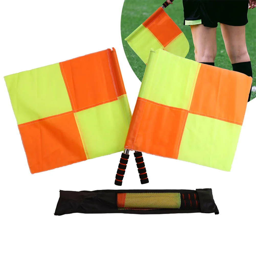 Soccer Referee Flag Football Game High-visibility Lightweight Referee Equipmen Stainless Steel Tube Tarpaulin ABS Foam