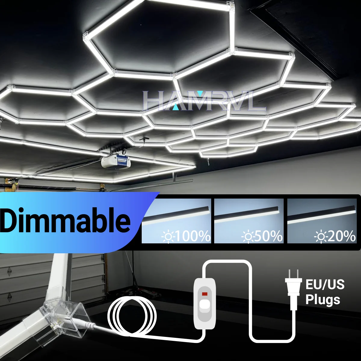 Hexagonal Honeycomb LED Ceiling Light Dimmable Super Bright 100V-240V 6000K-6500K for Salon Garage Home Daily Lighting
