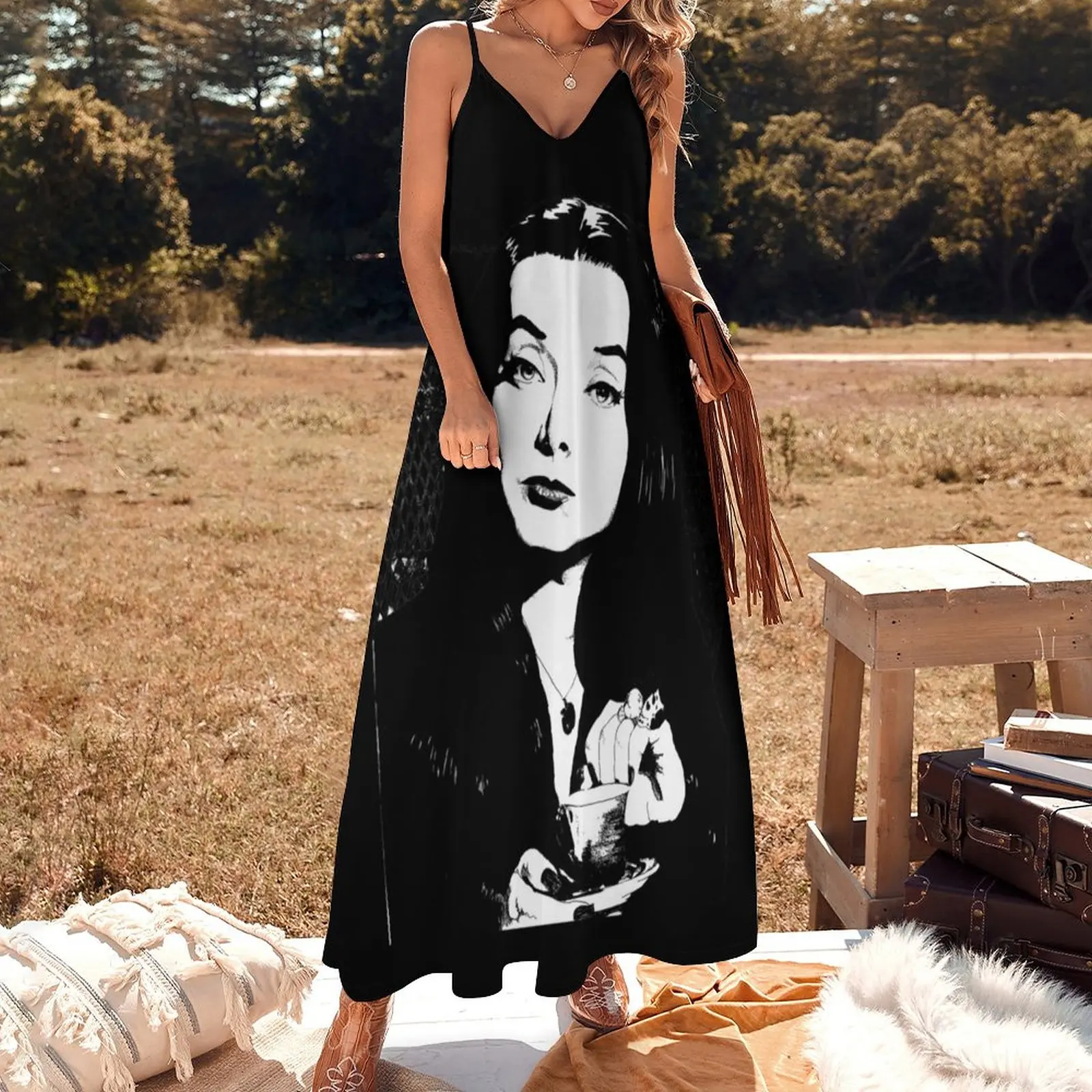 Morticia Addams Sleeveless Dress summer dress womens 2023 Dress woman