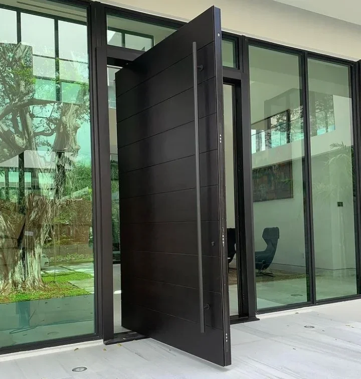 Sixinalu pintu vila mewah untuk rumah pintu masuk aluminium Rumah Kustom pintu depan masuk utama baja logam pintu Pivot Modern