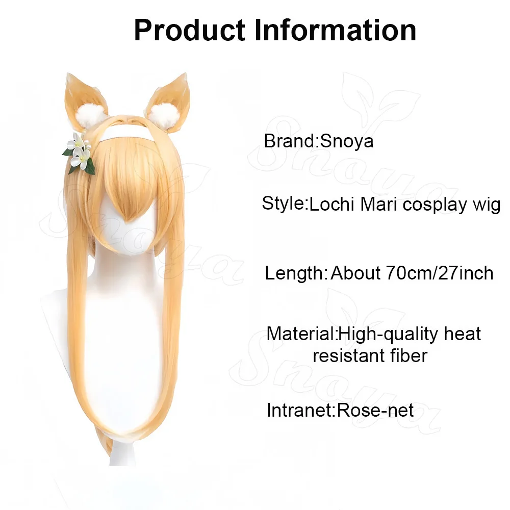 Snoya Blue Archive Iochi Mari Cosplay Wig 70CM Light Yellow Long Synthetic Wig+Wig Cap For Game Halloween Party