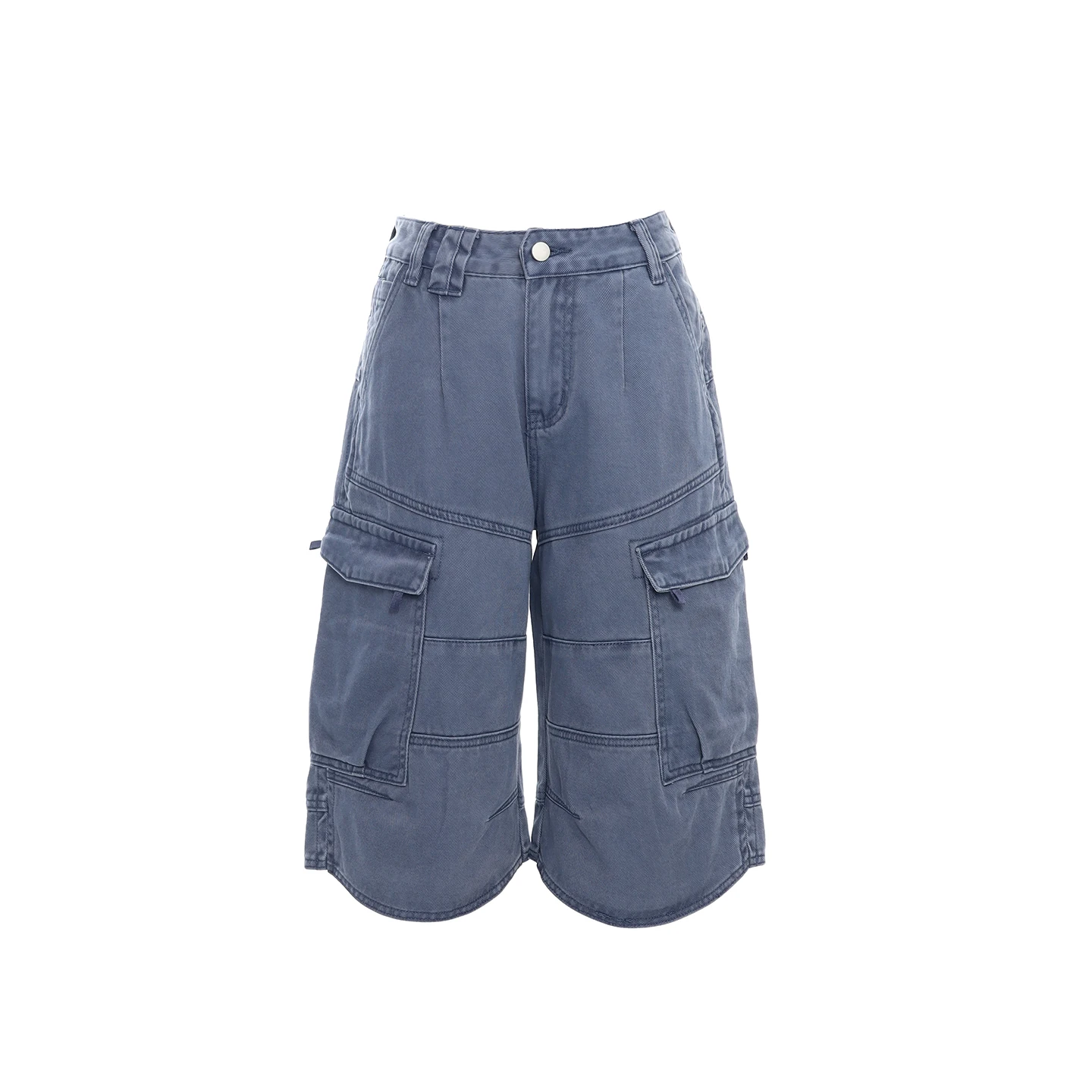 Women Y2K American Vintage Cargo Capri Denim Jeans Multi‑Pocket Loose Wide Leg Baggy Design Summer Street Casual Bottom Wear