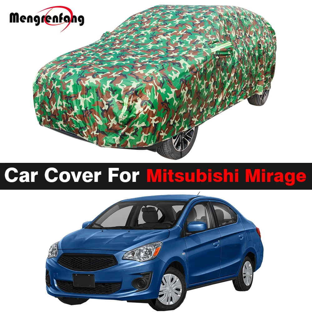 

Полный камуфляжный автомобильный чехол для Mitsubishi Mirage, водонепроницаемый автомобильный анти-УФ-защитный козырек от дождя, снега, ветра, защитный чехол