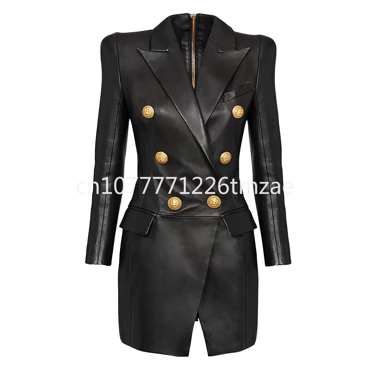 Women\'s PU Leather Dress 2024 Spring and Autumn New High-End and Fashionable Simple Temperament Slim Slimming