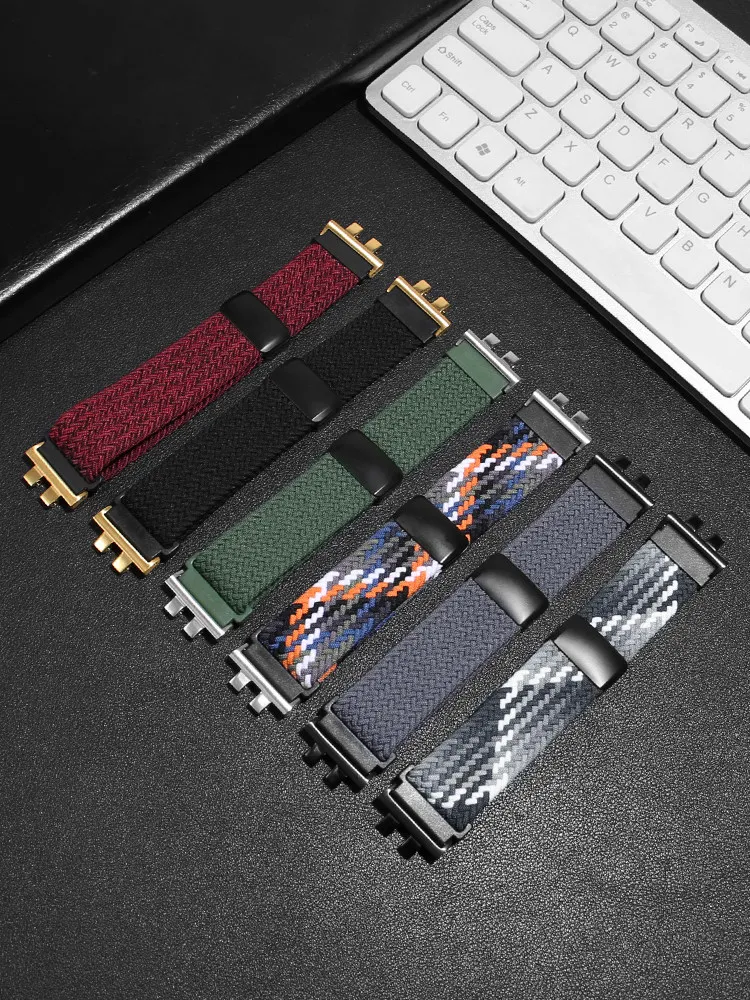 Suitable for Casio Modified Woven Nylon 3459 Small Square GMW-B5000 GM-B2100 Magnetic Buckle Watch Strap