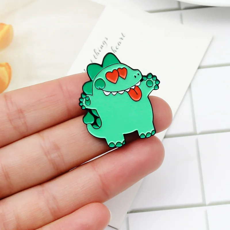 Dinosaur hippopotamus cat rabbit monkey badge metal enamel symbol pin brooch for women men clothes collar trendy fashion insigni