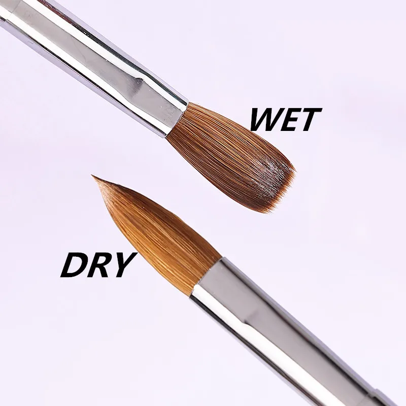 Kolinsky – brosse à ongles avec manche noir, 1 pièce, pour Nail Art, acrylique, Gel UV, stylo de sculpture, poudre liquide, bricolage, peinture des ongles, outils de dessin