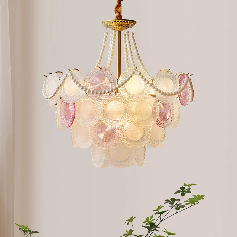 أضواء قلادة فاخرة Led ديكور المنزل خمر رومانسية الأرجواني الأبيض الزجاج مصابيح معلقة لغرفة المعيشة مطعم لماعة