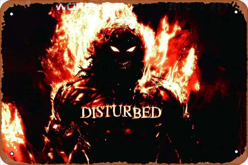 Disturbed - Disturbed Band Poster Metal Sign Tin Metal Retro Wall Decor for Home,Street,Gate,Bars,Club ,Restaurants,Cafes,Store