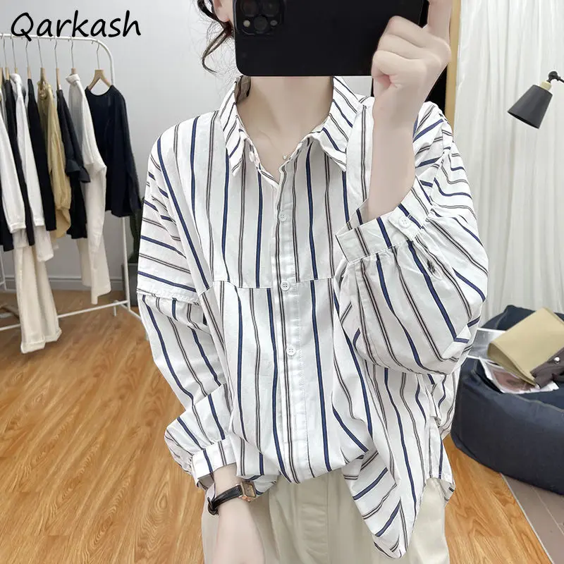 

Baggy Women Shirts Ulzzang Lapel Classic Autumn Camisas Harajuku Boyfriend Office Lady Tops Korean Fashion Clothing Vintage Chic