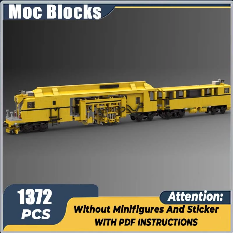 City Railway Maintenance Track Tamping Machine Engineering Train MOC Building Blocks Assembly Model Creative Bricks Toys