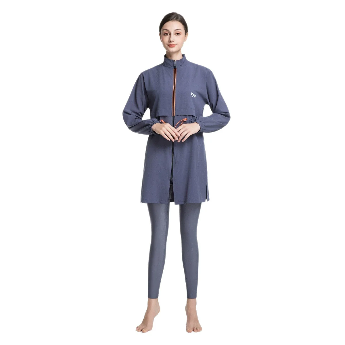 

Muslim Saudi Arabia 3-piece swimsuit female Middle Eastern Hui conservative Arab solid color zipper swimsuit long sleeved pants