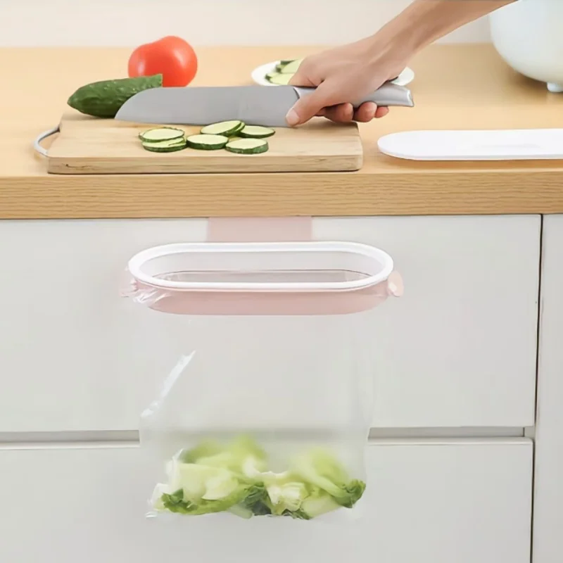 Portable Trash Bag Plastic Bracket Kitchen Cabinet Door Basket Hanging Trash Can ​​​Wall-Mounted Kitchen Organzier ​