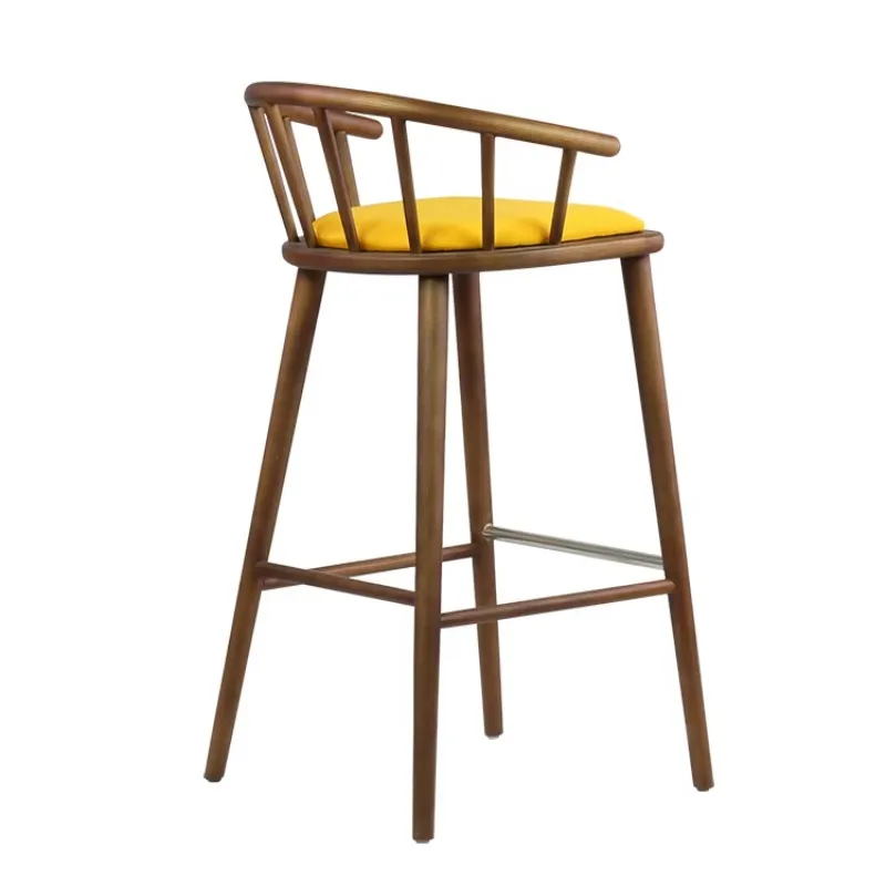 Bar stool high chair modern grey solid wood bar furniture