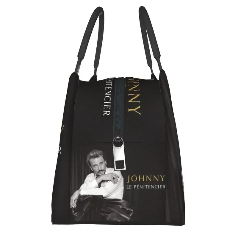 Johnny Hallyday Rock Isotherme Lunch Bag pour Femme, Réutilisable, Français, Chanteur, Refroidisseur, Thermique, Fourre-Tout, Plage, Camping, Voyage