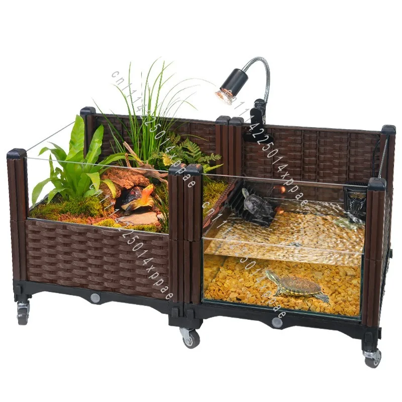 For Aquatic Terrestrial Environments Turtle Breeding Tank Large Landscape Ecological Turtle Tank Glass Box