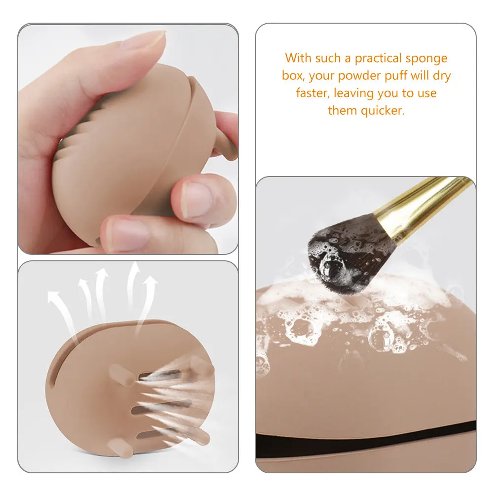 Makeup Sponge Case Silicone Powder Puff Container with Ventilation Holes for Faster Drying Storage Travel Friendly Reusable view 4
