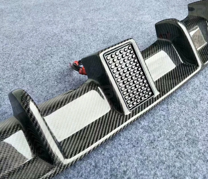 JCYECF الكربون المصد الخلفي العادم الناشر مع مصباح ليد لسيارات BMW 3 Series F30 F35 318i 320i 328i 335i 340i M Sport 2012-2018 #3